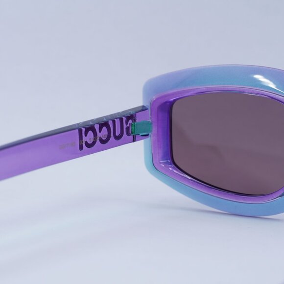 Gucci GG1719S 003 Sunglasses Shiny Transparent Violet Geometric Frame - Picture 6 of 11